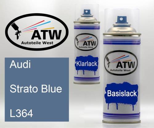 Audi, Strato Blue, L364: 400ml Sprühdose + 400ml Klarlack - Set, von ATW Autoteile West.